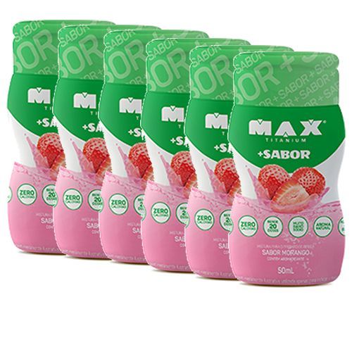 + Sabor - 6 Unidades de 50ml cada Sabor Morango - Max Titanium