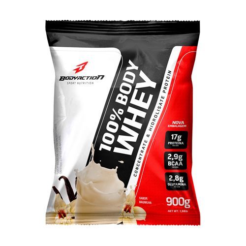 100% Body Whey - 900g Refil Baunilha - BodyAction