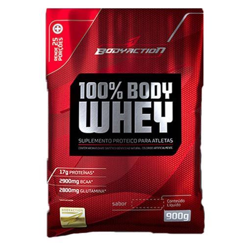 100% Body Whey - 900g Refil Morango - BodyAction