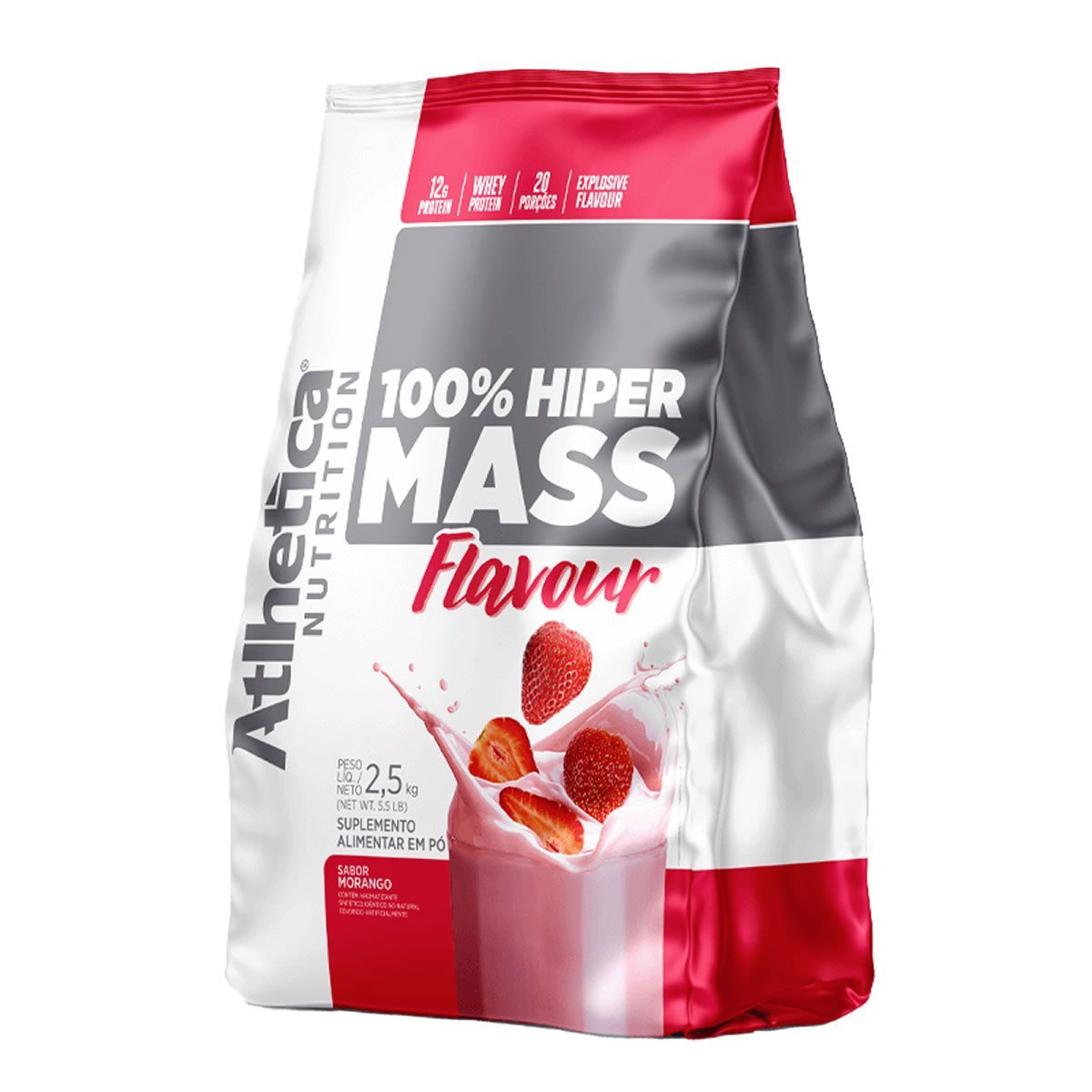 100% Hiper Mass Flavour - 2500g Morango - Atlhetica Nutrition*** AVARIA EMBALAGEM *** Data Venc. 24/04/2024