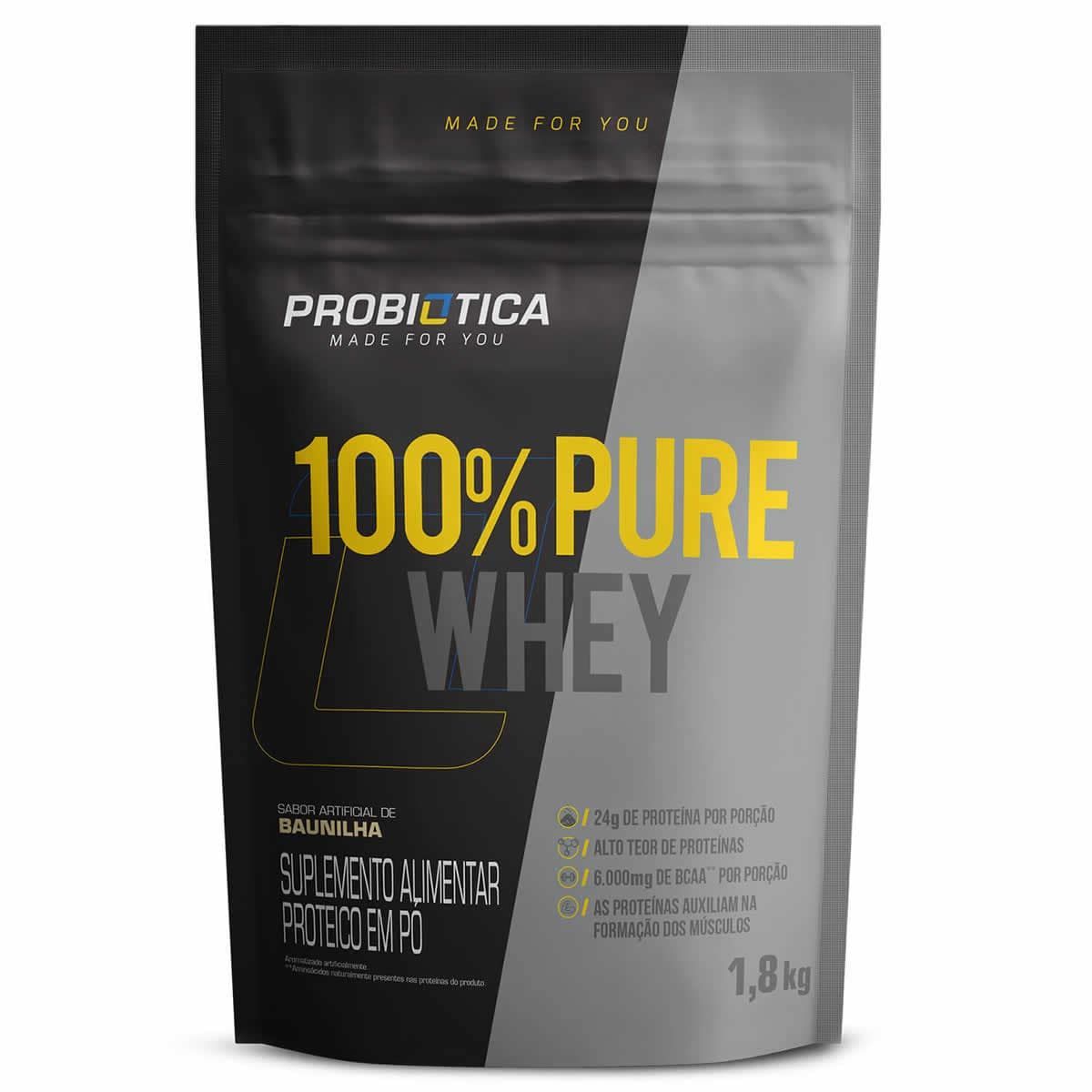 100% Pure Whey - 1800g Refil Baunilha - Probiotica