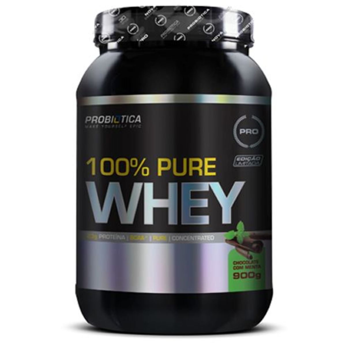 100% Pure Whey - 900g Chocolate C/ Menta - Probi�tica*** LACRE INTERNO AVARIADO *** Data Venc. 10/03/2023