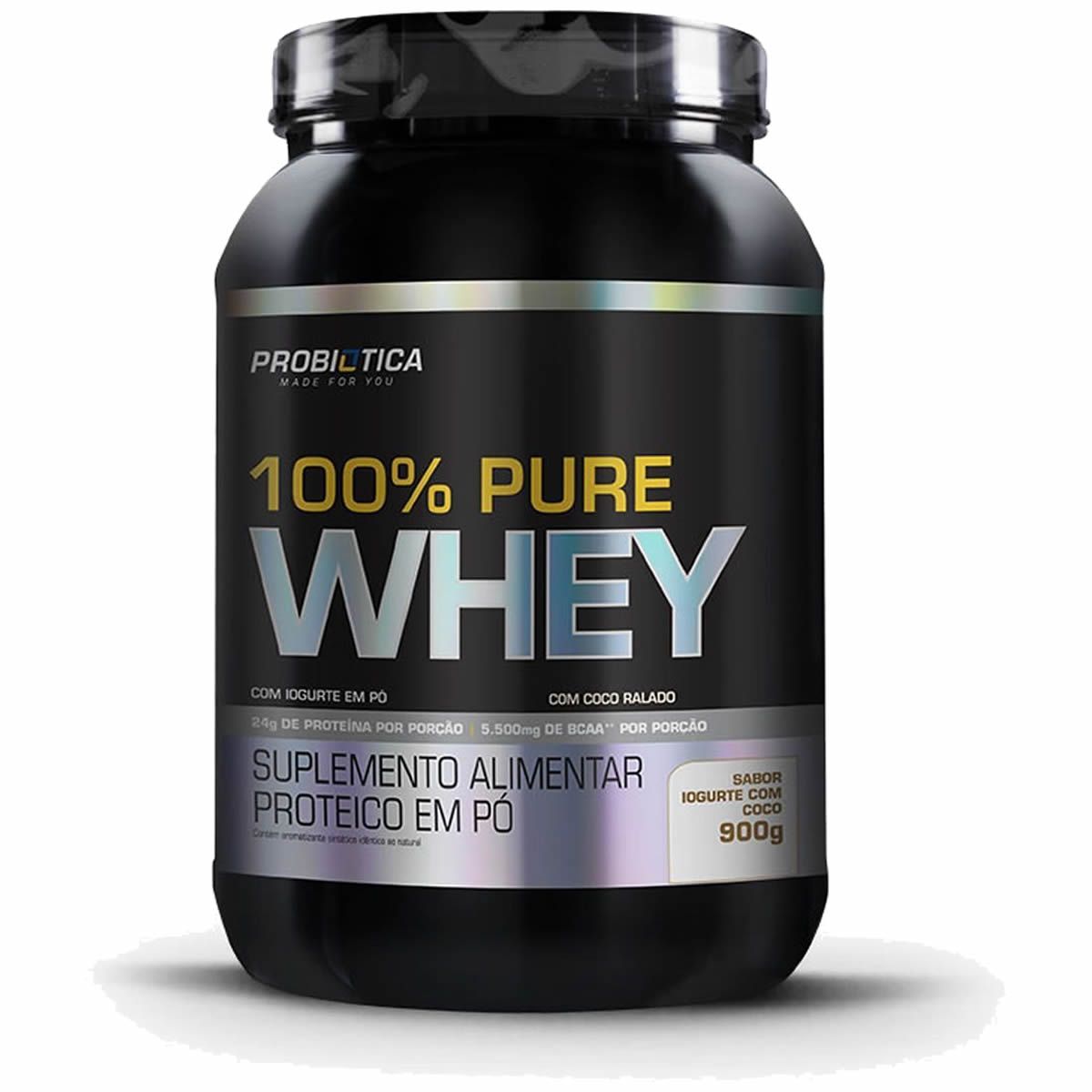 100% Pure Whey - 900g Iogurte com Coco - Probiotica*** LACRE AVARIADO *** Data Venc. 31/05/2022