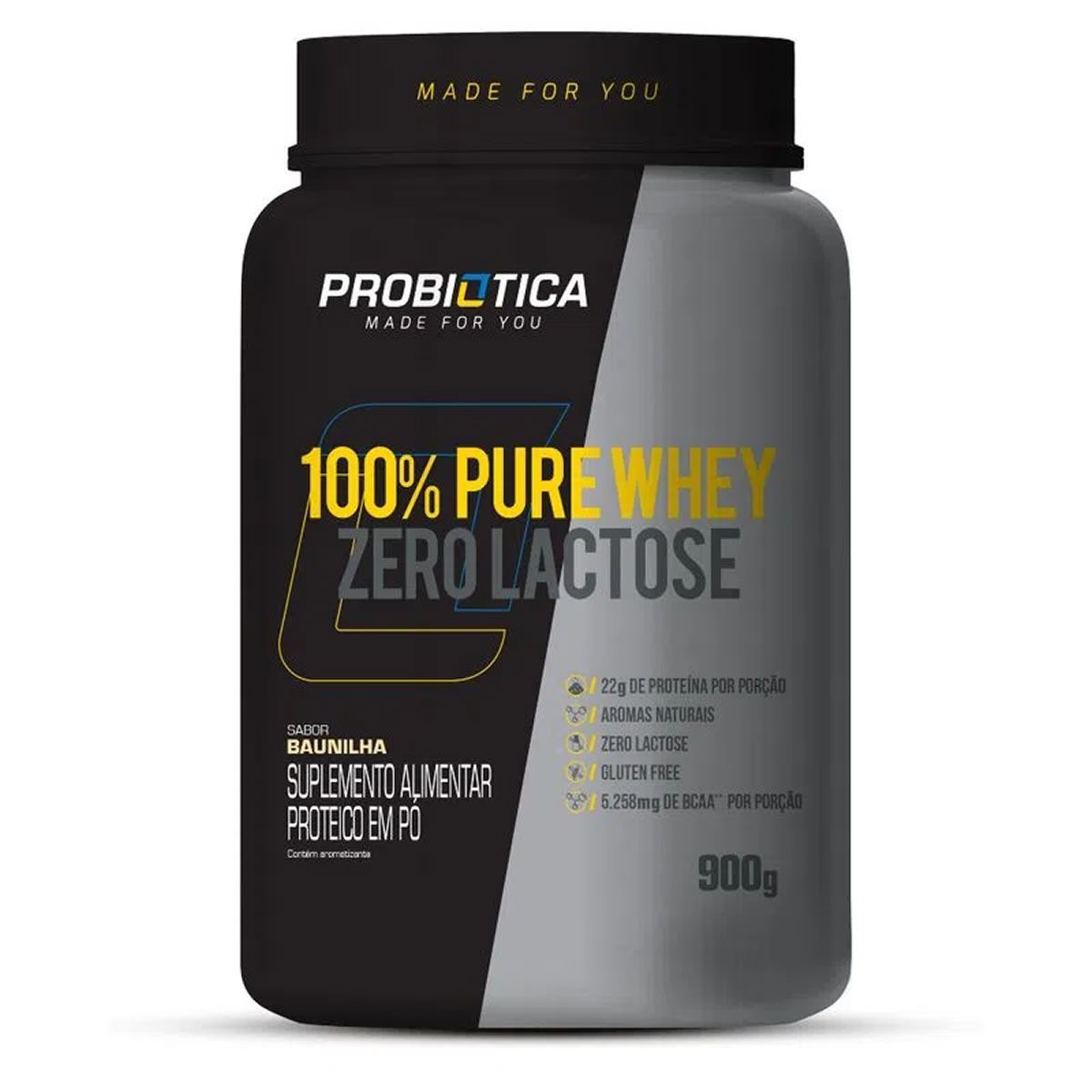 100% Pure Whey Zero Lactose - Baunilha 900g - Probi�tica