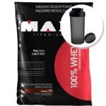 100% Whey - 2000g Sabor Chocolate + Coqueteleira 600ml Preta - Max Titanium
