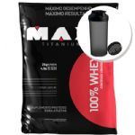 100% Whey - 2000g Sabor Vitamina de Frutas + Coqueteleira 600ml Preta - Max Titanium