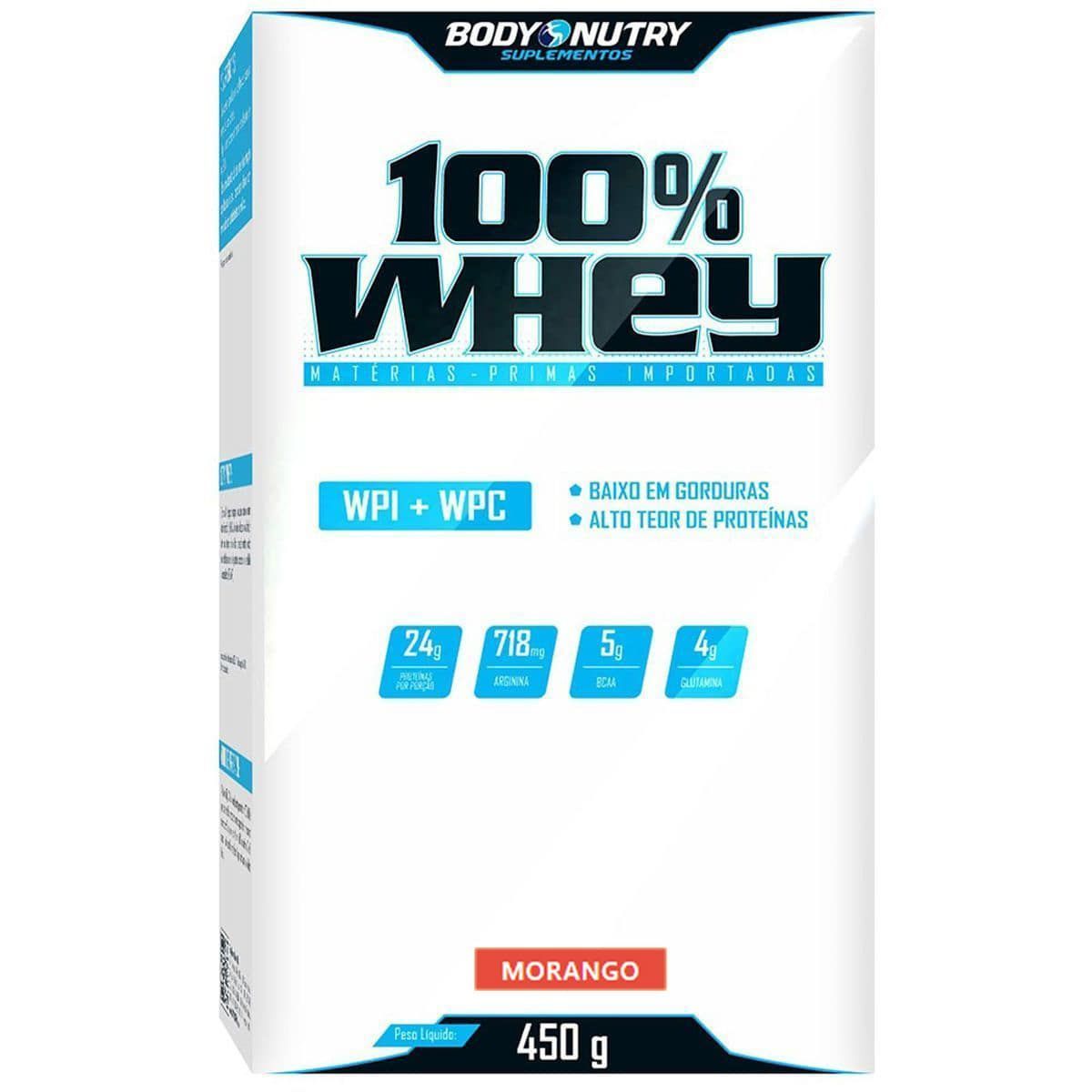 100% Whey  - 450g Morango - Body Nutry