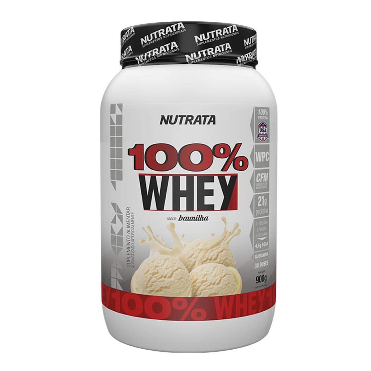 100% Whey  - 900g Baunilha - Nutrata*** Data Venc. 30/10/2021
