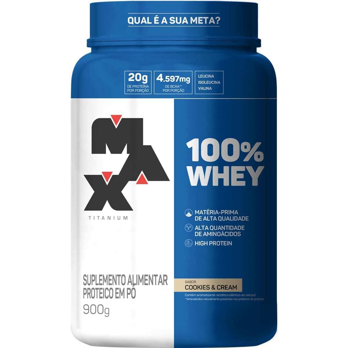 100% Whey - 900g Cookies e Cream - Max Titanium