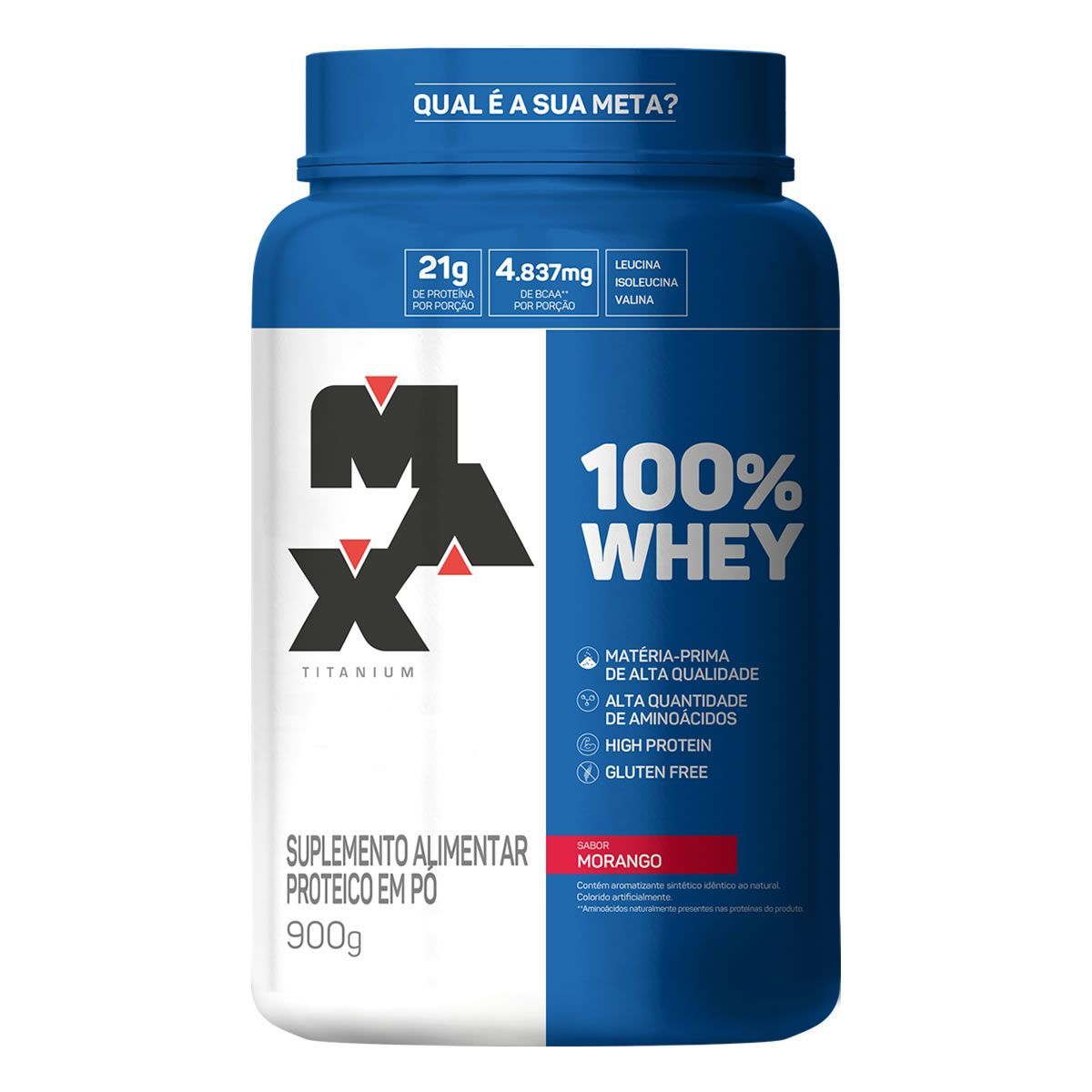 100% Whey - 900g Morango - Max Titanium