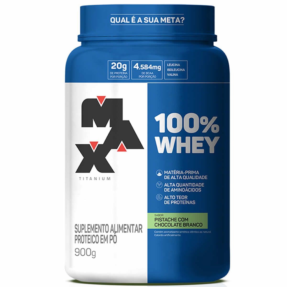 100% Whey - 900g Pistache Com Chocolate Branco - Max Titanium