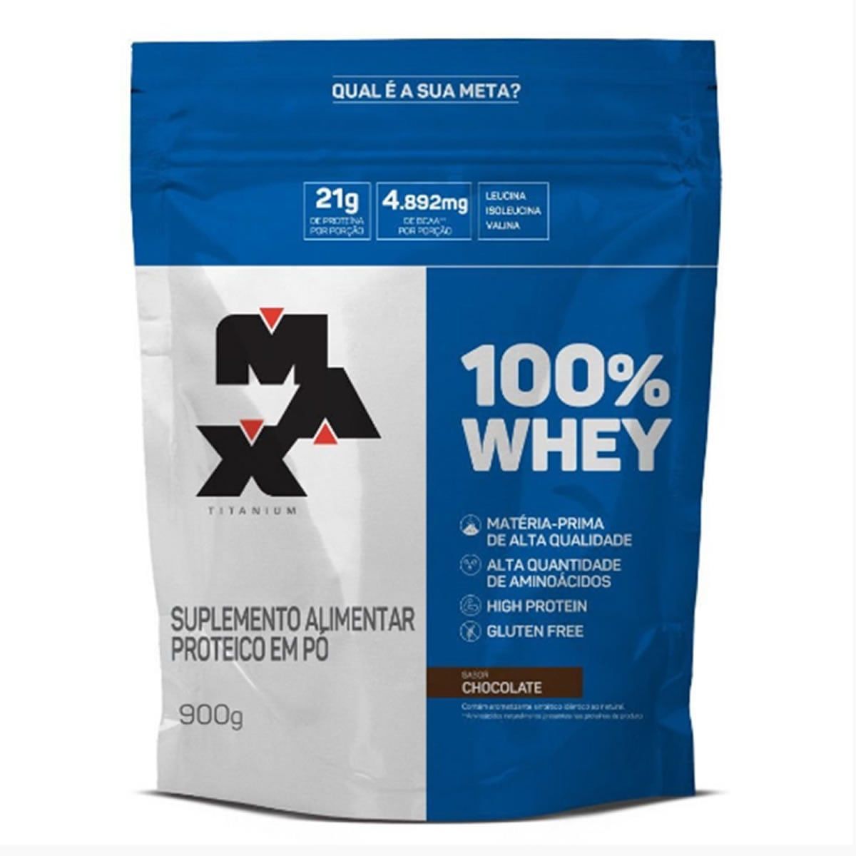 100% Whey - 900g Refil Chocolate - Max Titanium