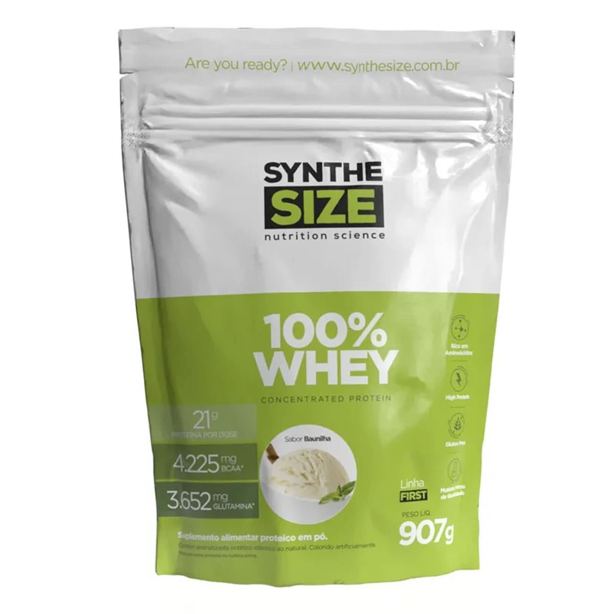 100% Whey - 907g Baunilha - Synthesize