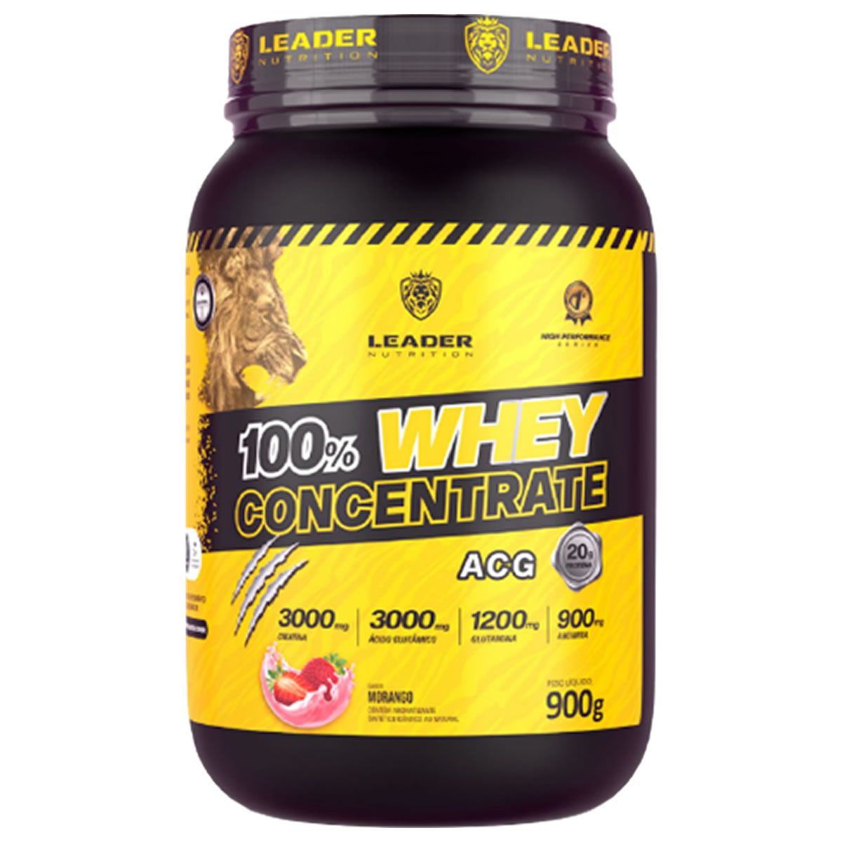 100% Whey Concentrate ACG - 900g Morango - Leader Nutrition