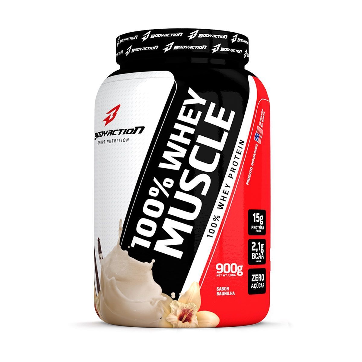 100% Whey Muscle - 900g Baunilha - BodyAction