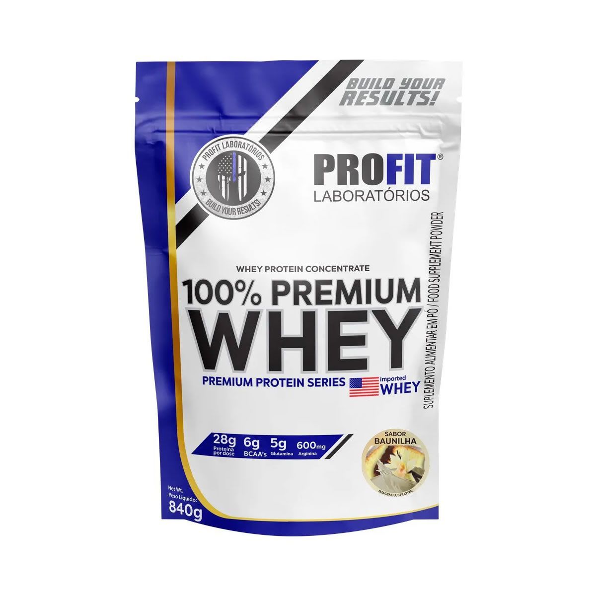 100% Whey Premium - 840g Refil Baunilha - Profit Laborat�rios