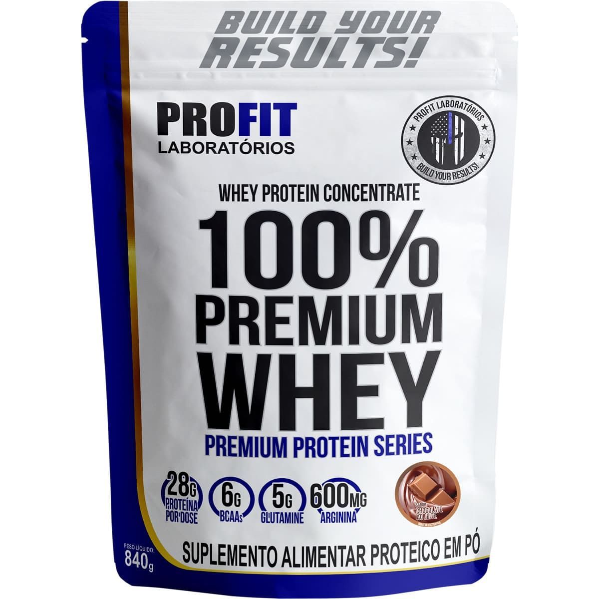 100%Whey Premium - 840g Refil Chocolate ao Leite - Profit Laborat�rios*** Data Venc. 23/11/2024