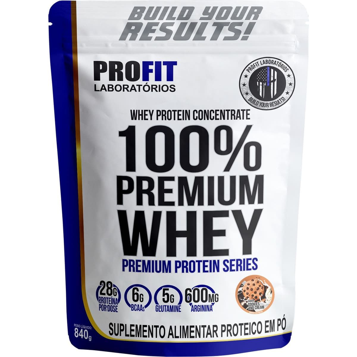 100% Whey Premium - 840g Refil Cookies and Cream - Profit Laborat�rios