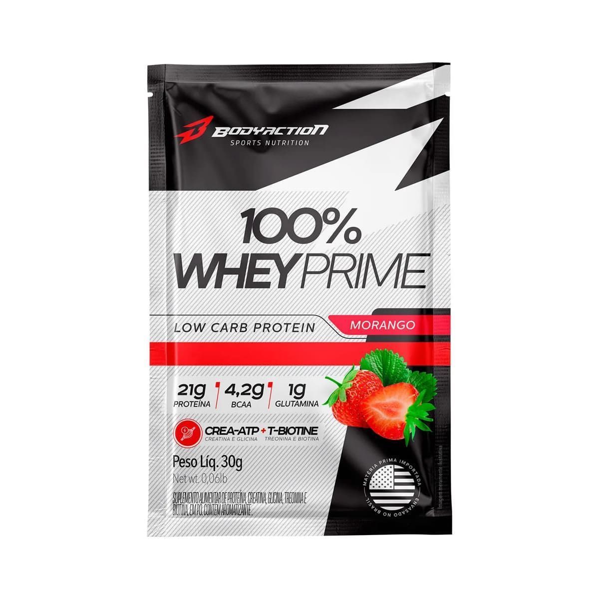 100% Whey Prime - 1 Sach� 30g Morango - BodyAction