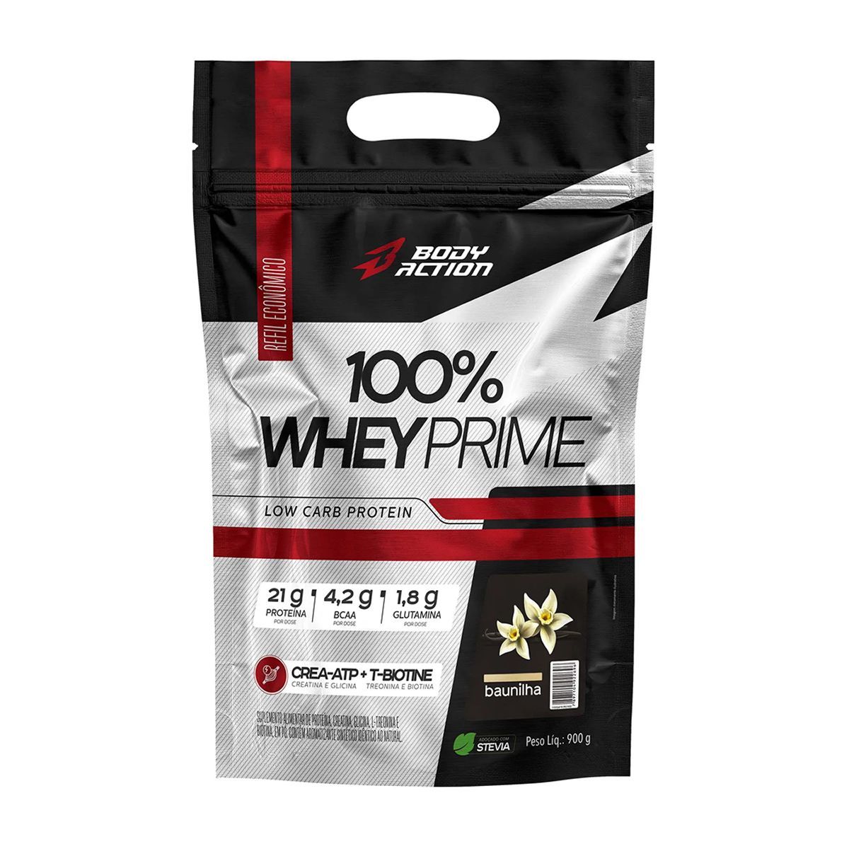 100% Whey Prime - 900g Refil Baunilha - BodyAction