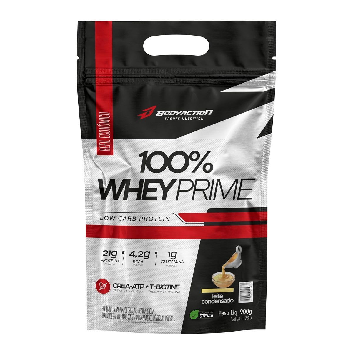 100% Whey Prime - 900g Refil Leite Condensado - BodyAction