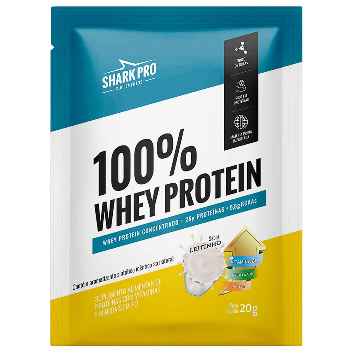 100% Whey Protein - 1 Sach� 20g Leitinho - Shark Pro