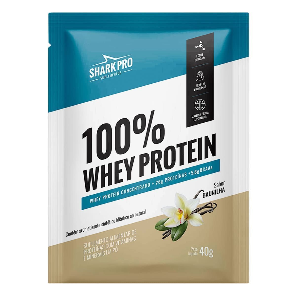 100% Whey Protein - 1 Sach� 40g Baunilha - Shark Pro*** Data Venc. 17/10/2025