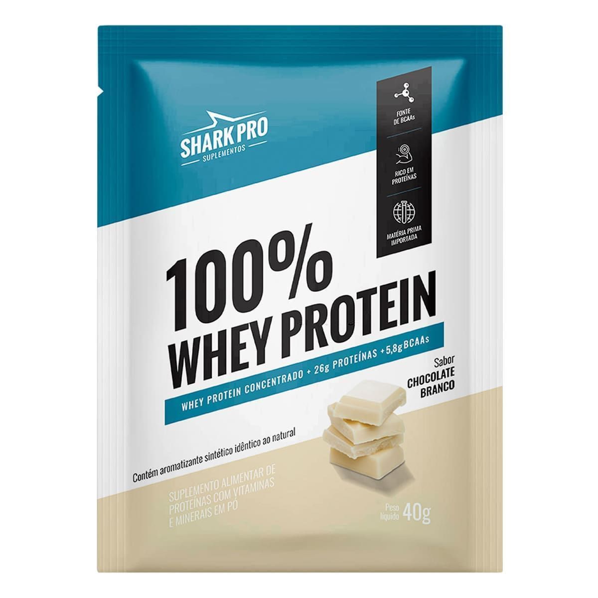 100% Whey Protein - 1 Sach� 40g Chocolate Branco - Shark Pro