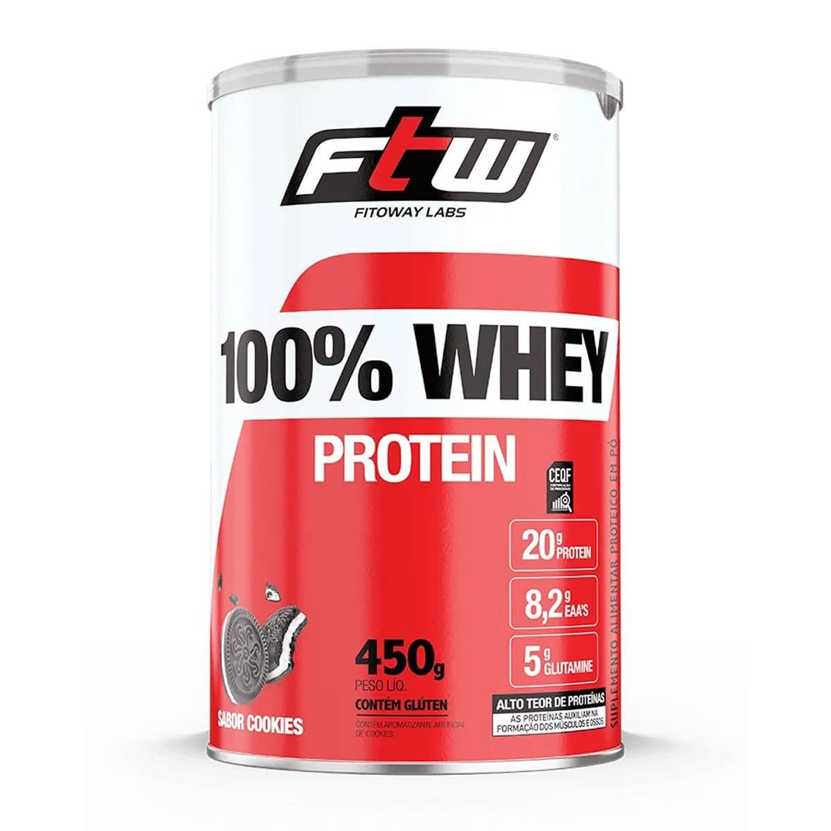 100% Whey Protein - 450g Cookies - Fitoway*** Data Venc. 30/07/2024