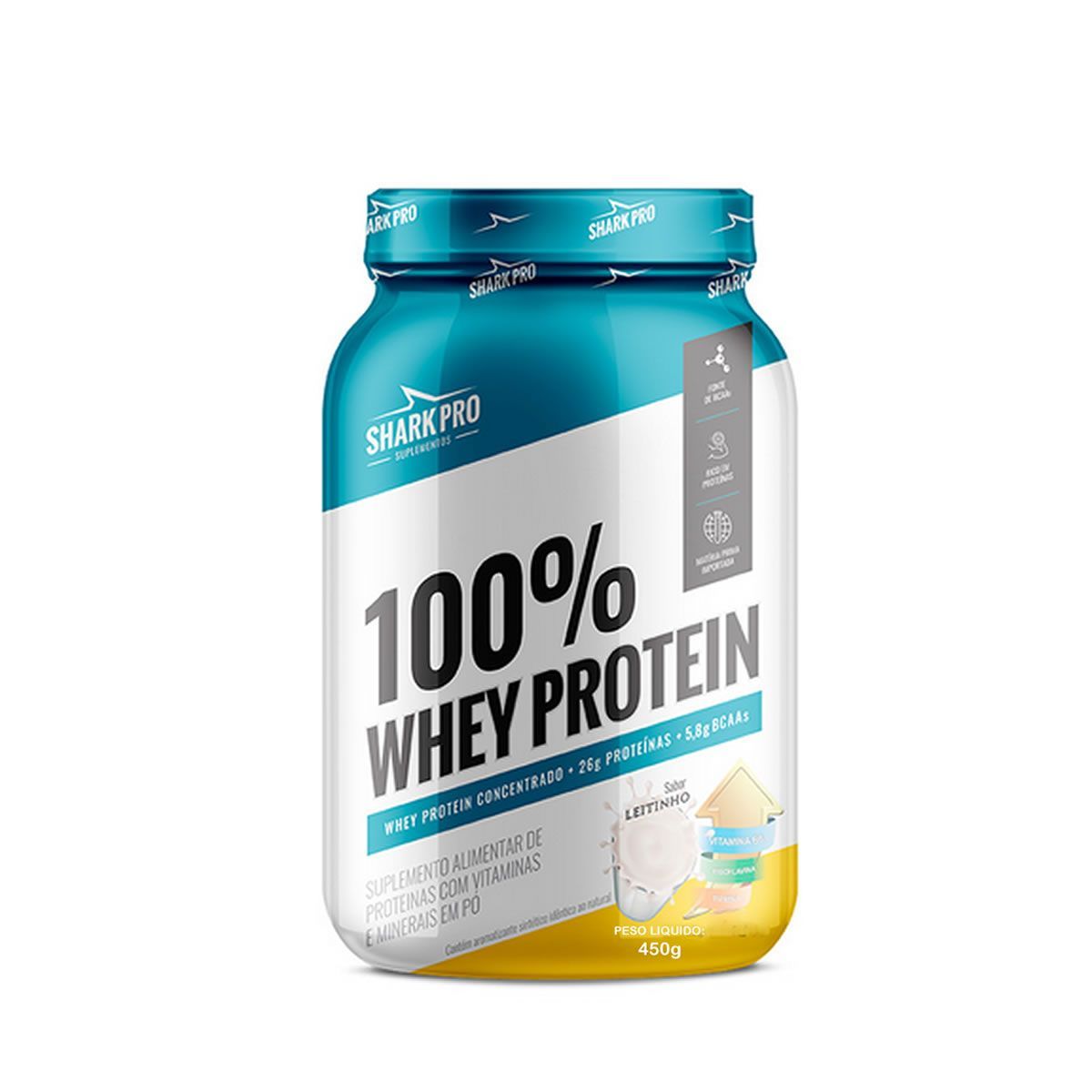 100% Whey Protein - 450g Leitinho - Shark Pro