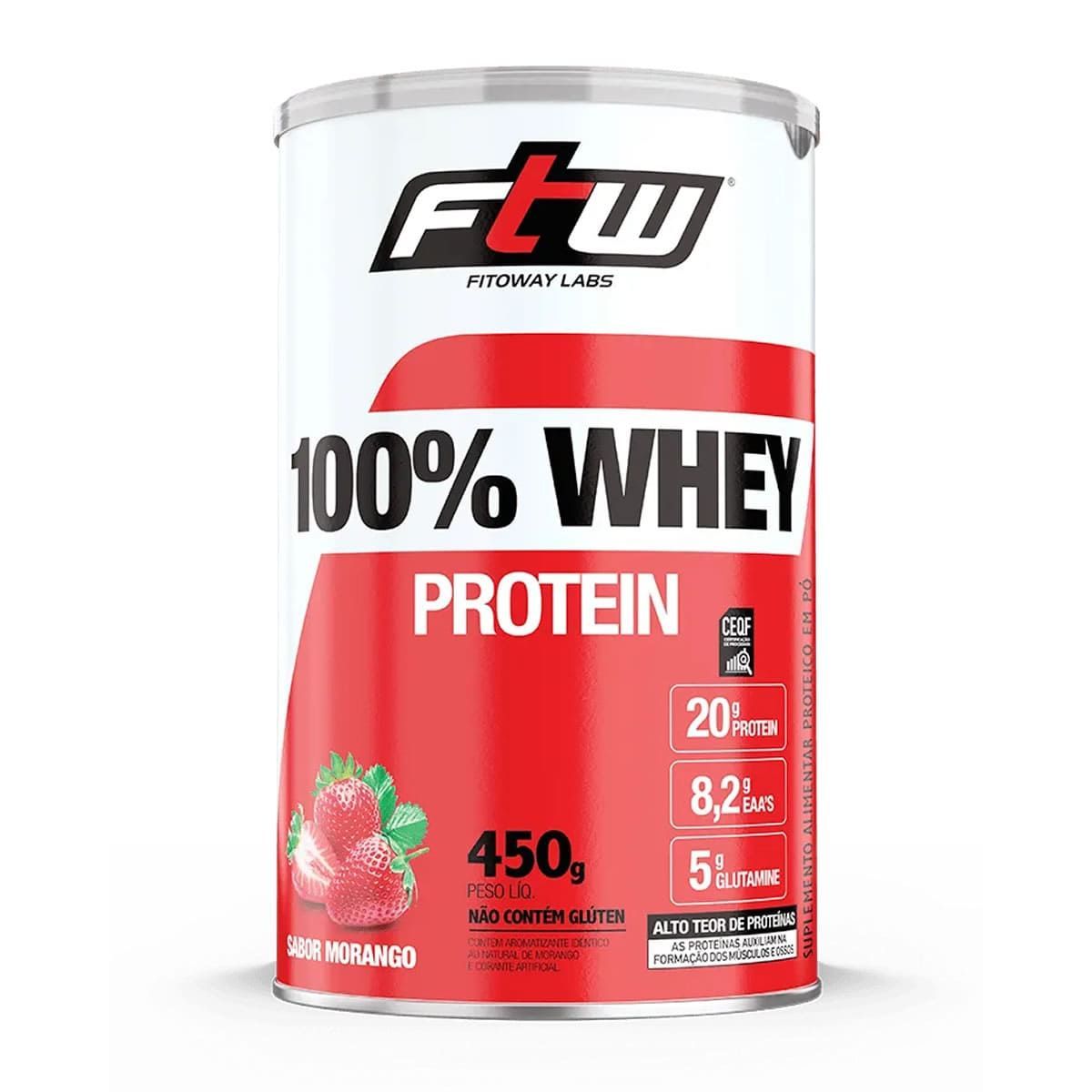 100% Whey Protein - 450g Morango - Fitoway