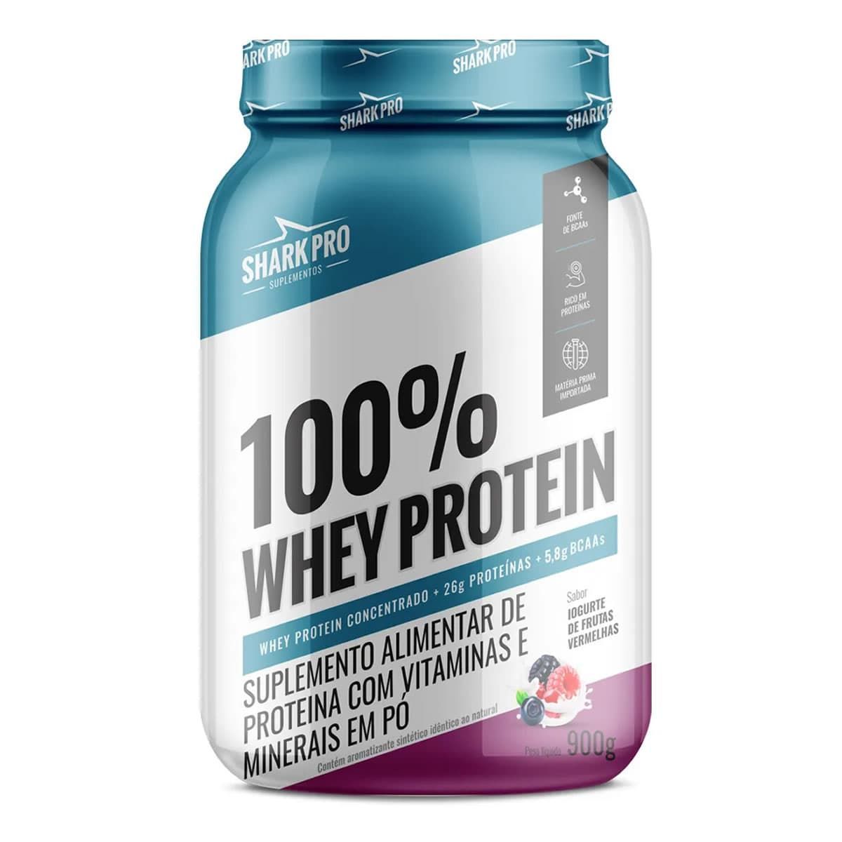 100% Whey Protein - 900g Iogurte de Frutas Vermelhas - Shark Pro