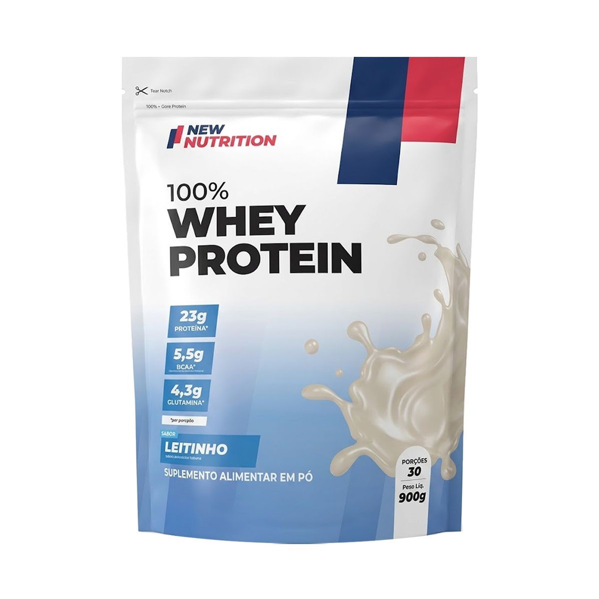 100% Whey Protein - 900g Refil Sabor Leitinho - NewNutrition