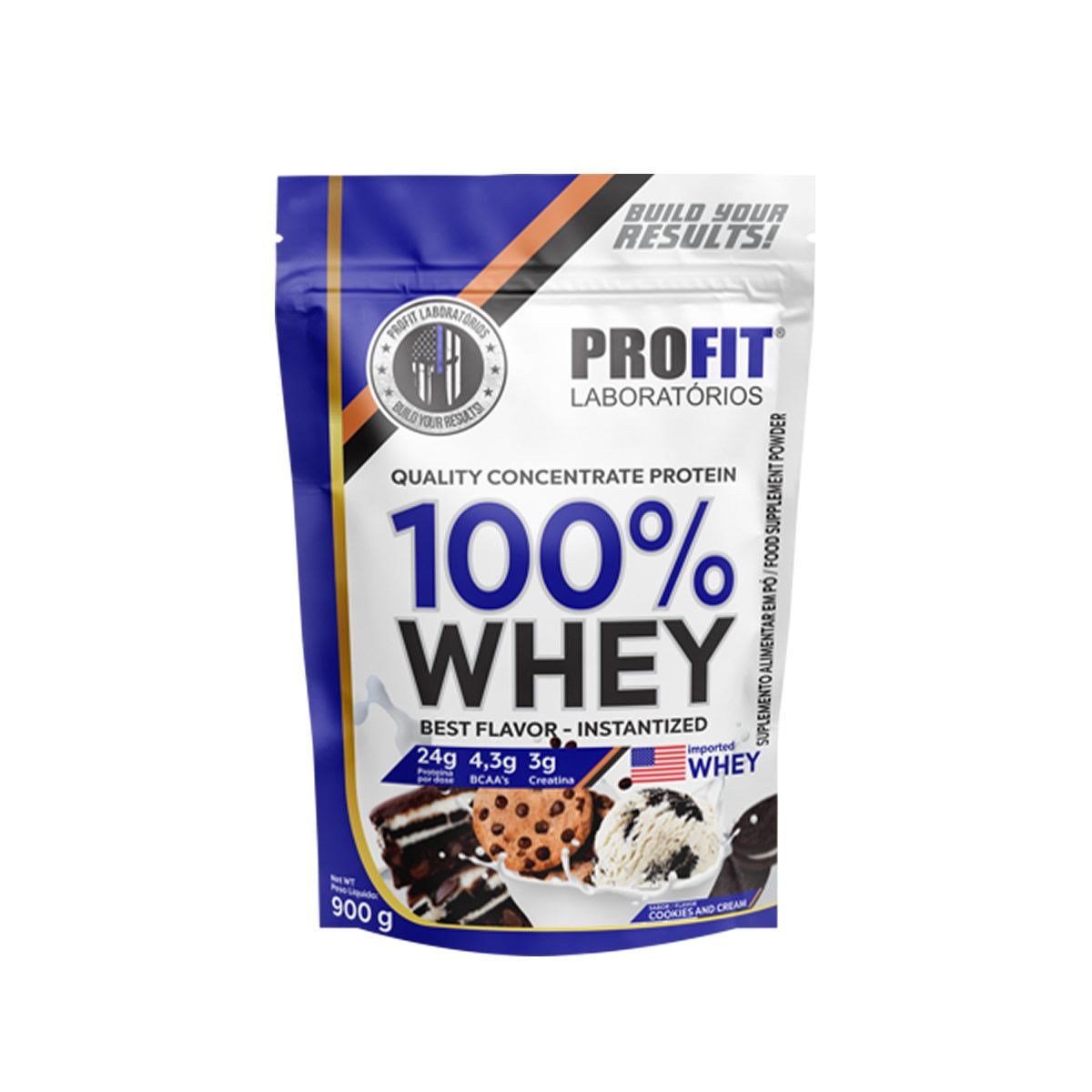 100% Whey Quality Concentrate Protein - 900g  Refil Cookies and Cream - Profit