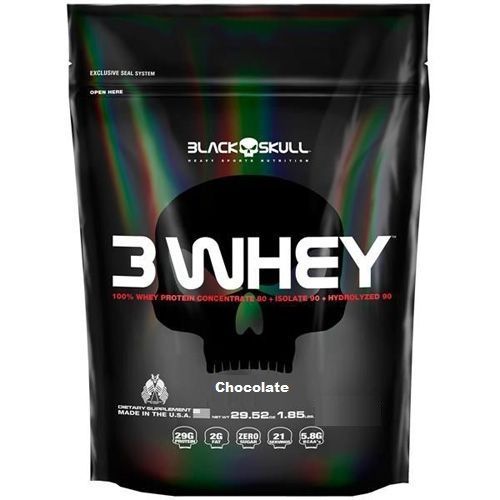 3 Whey Protein - 1800g Refil Chocolate - Black Skull
