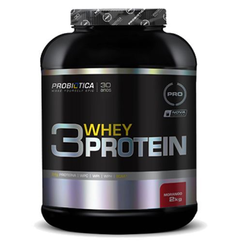 3 Whey Protein - 2000g Morango - Probi�tica