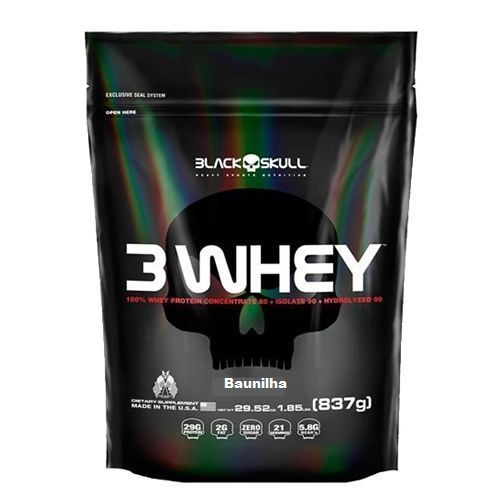 3 Whey Protein - 837g Refil Baunilha - Black Skull