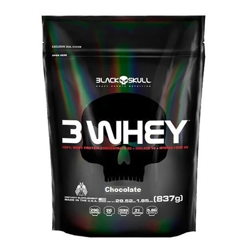 3 Whey Protein - 837g Refil Chocolate - Black Skull