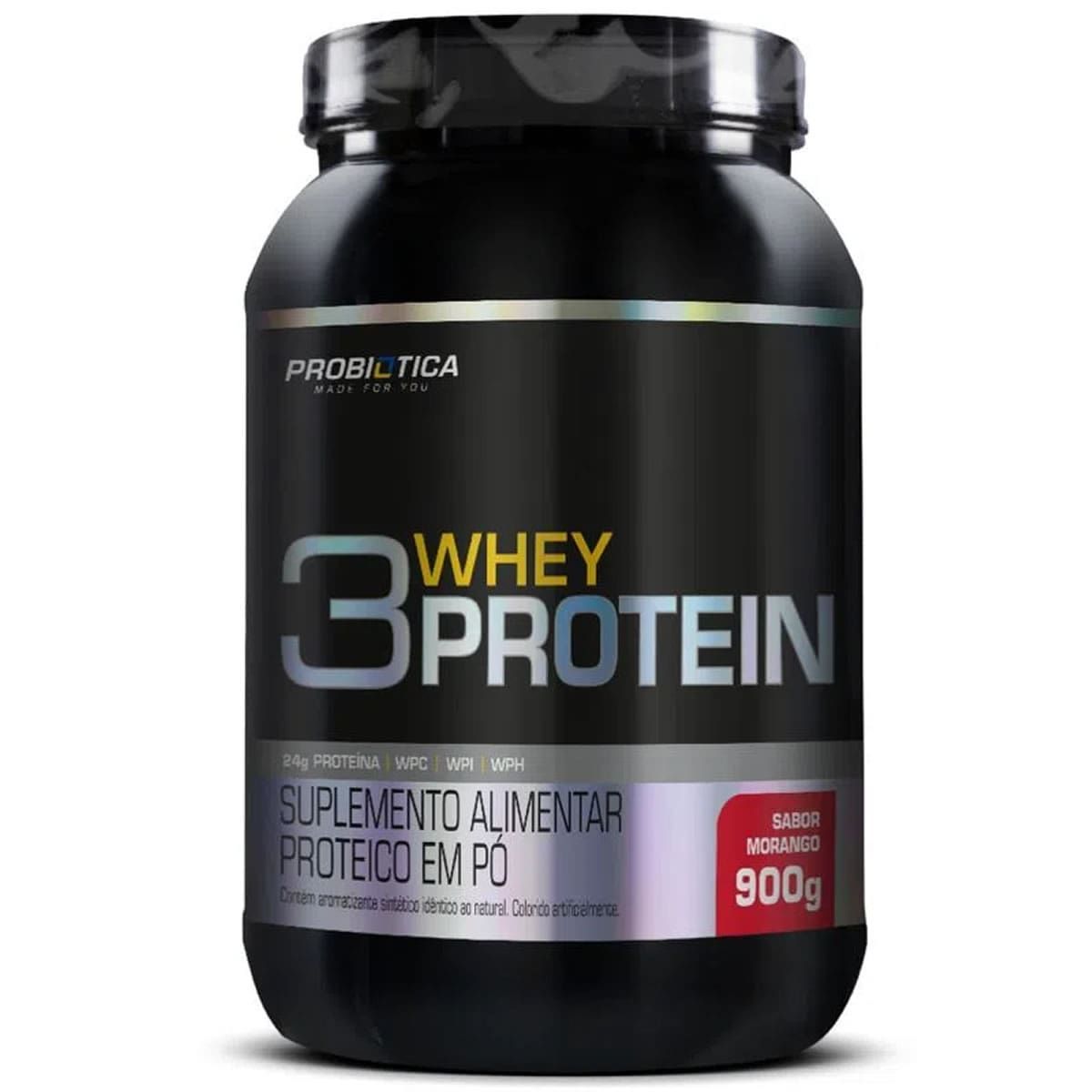 3 Whey Protein Nova formula - 900g Morango - Probi�tica