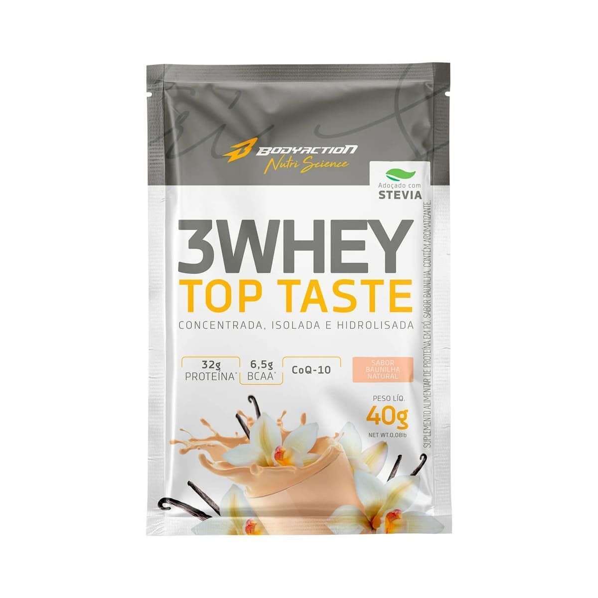3 Whey Top Taste - 1 Sach� 40g Baunilha - BodyAction
