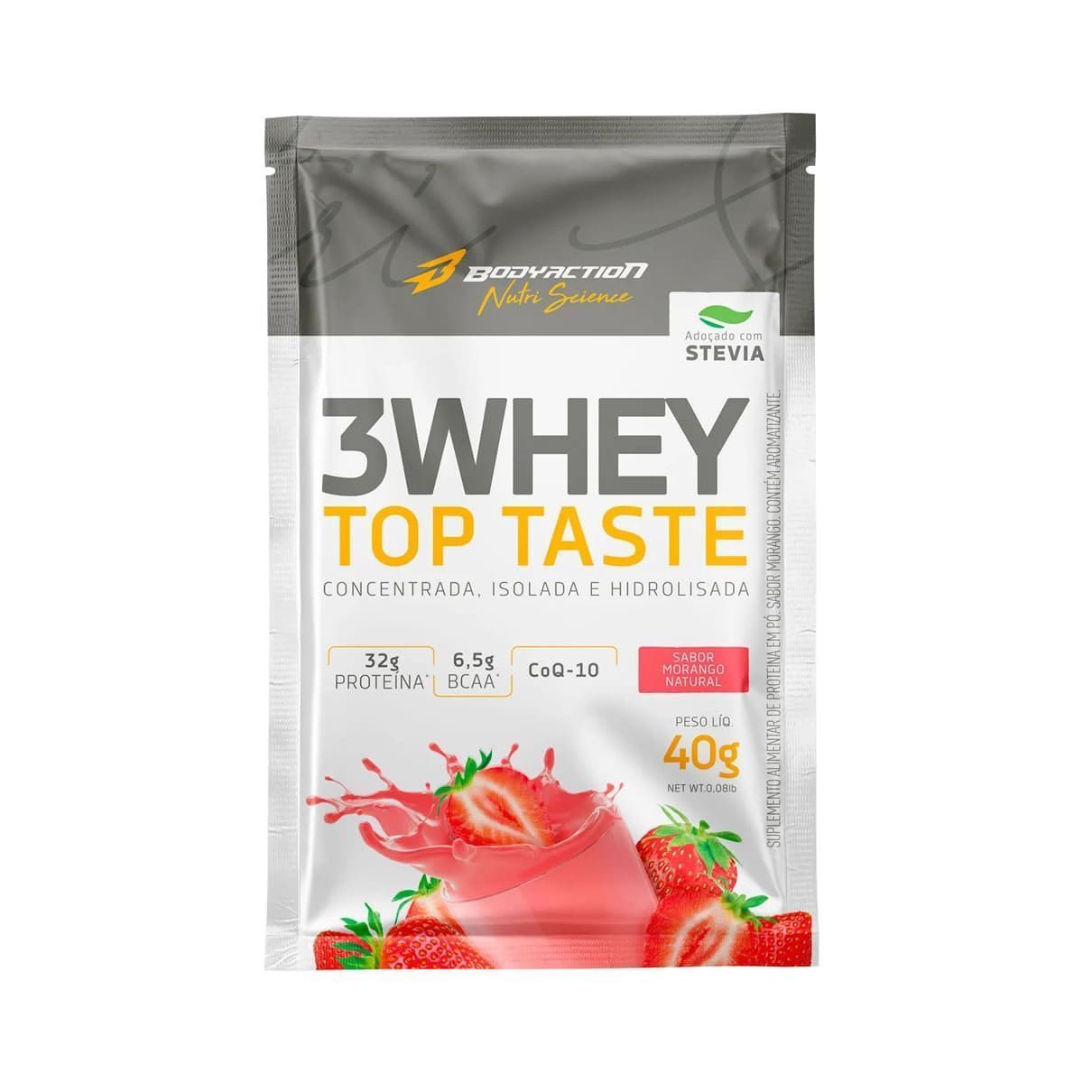 3 Whey Top Taste - 1 Sach� 40g Morango - BodyAction