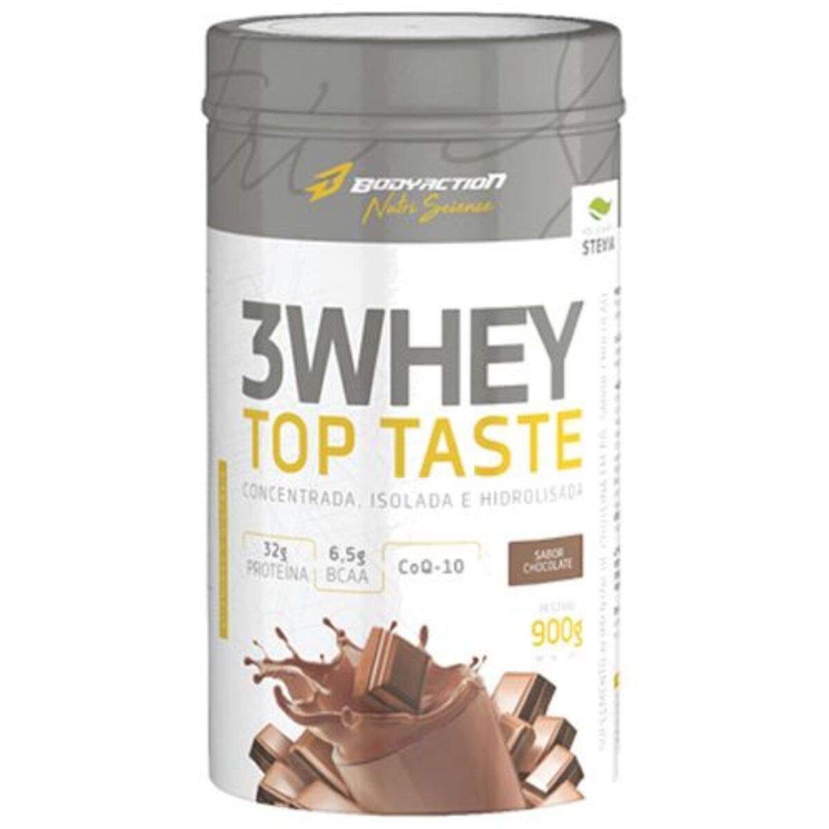3 Whey Top Taste - 900g Chocolate - Body Action*** LACRE INTERNO ROMPIDO ***Data Venc. 28/02/22