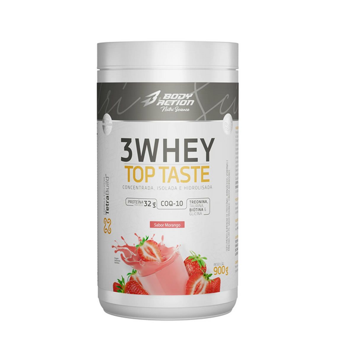 3 Whey Top Taste - 900g Morango - Body Action