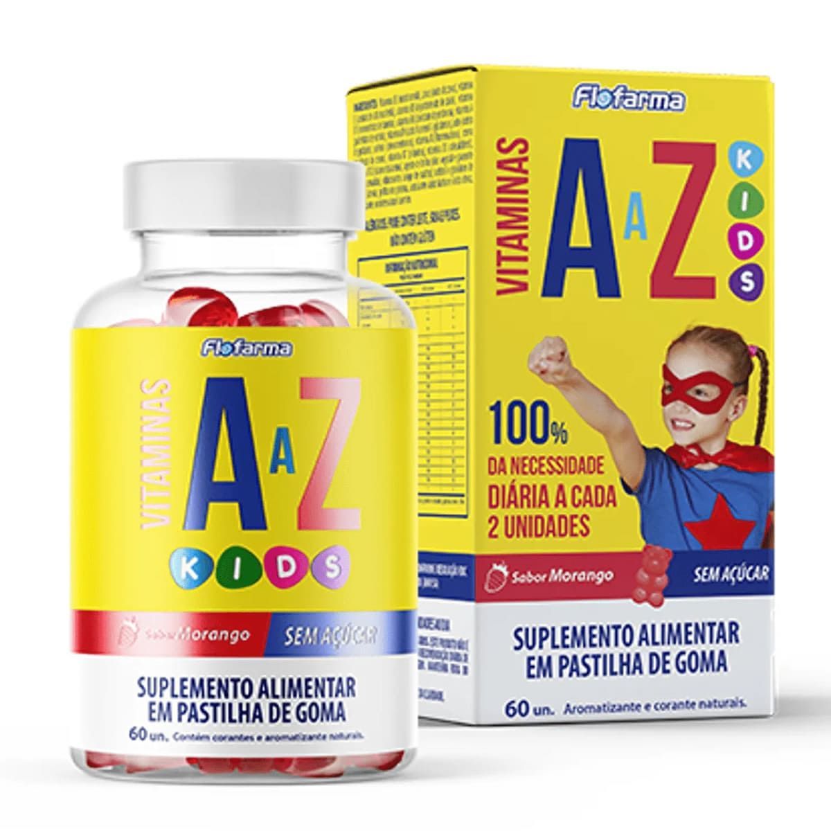 A a Z Kids - 60 Gomas Morango - Flofarma
