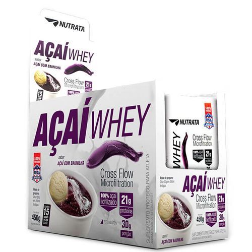 A�a� Whey - 15 Sach�s de 30g A�a� com Baunilha - Nutrata