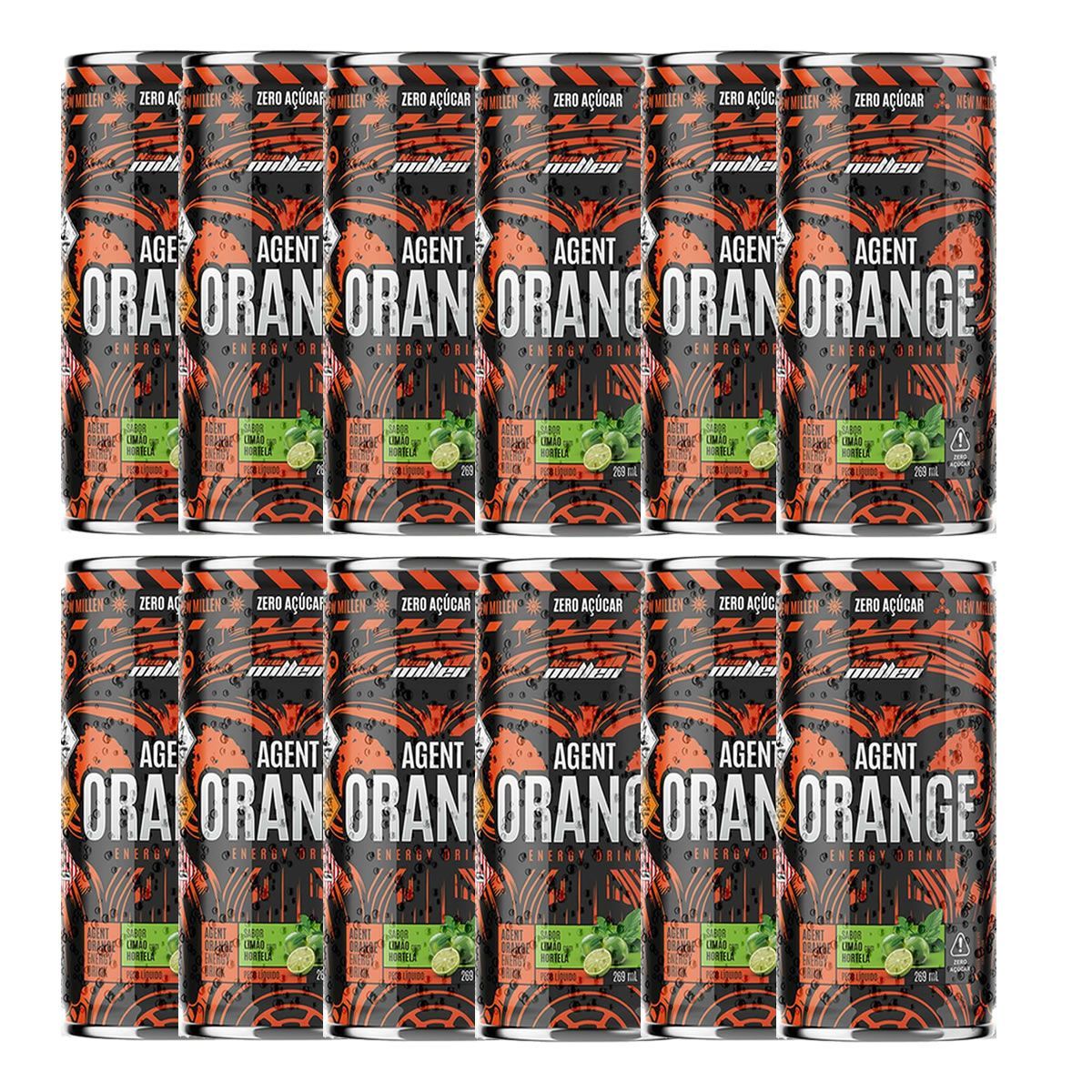 Agent Orange Energy Drink - 12 Latas 269ml Lim�o Com Hortel� - New Millen