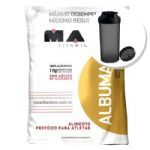 Albumax 100% - 500g Morango + Coqueteleira 600ml Preta - Max Titanium