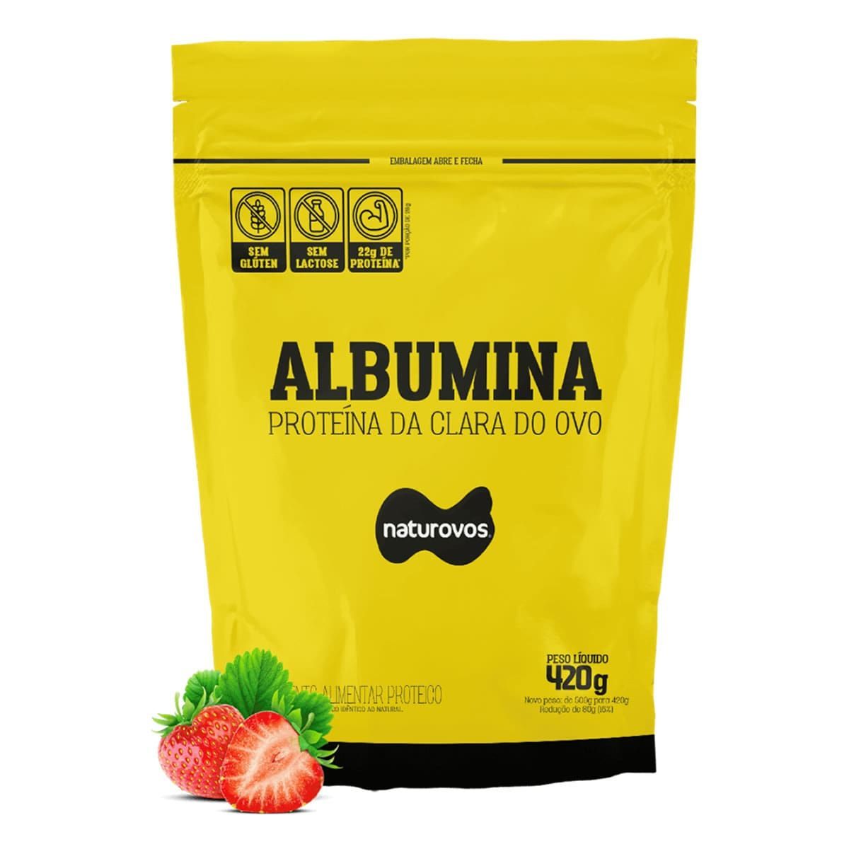 Albumina - 420g Refil Morango - Naturovos*** Data Venc. 30/01/2025