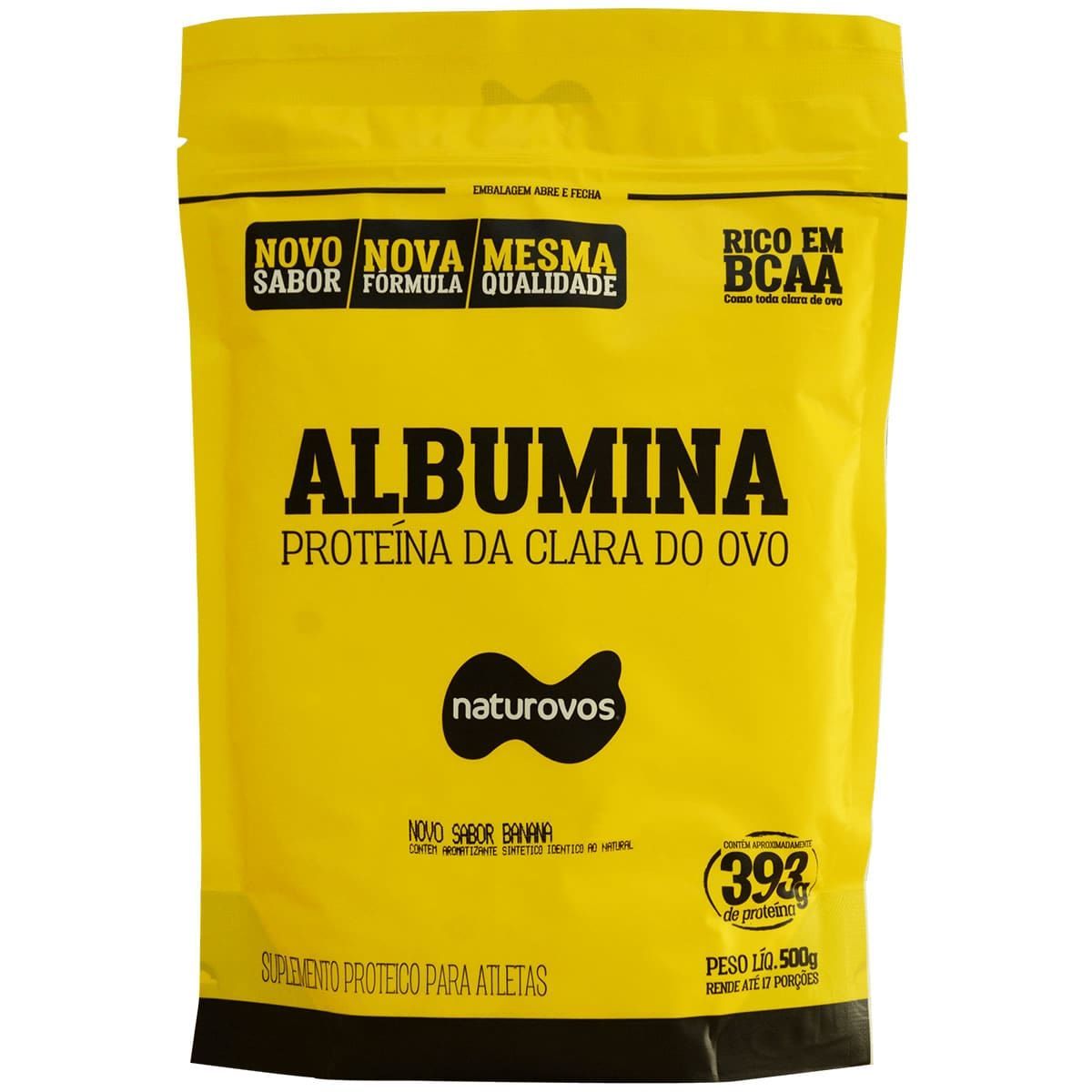 Albumina - 500g Refil Banana - Naturovos*** AVARIA NA EMBALAGEM Data Venc. 30/06/2023