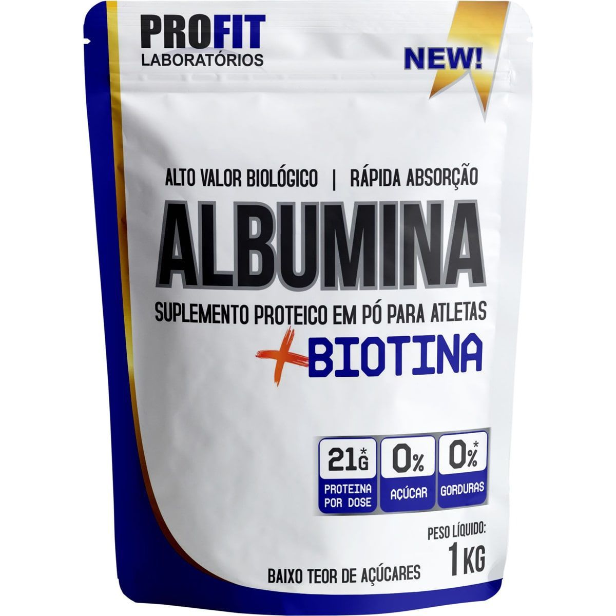 Albumina + Biotina  Refil Stand-Up  - 1000g Amendoim - ProFit